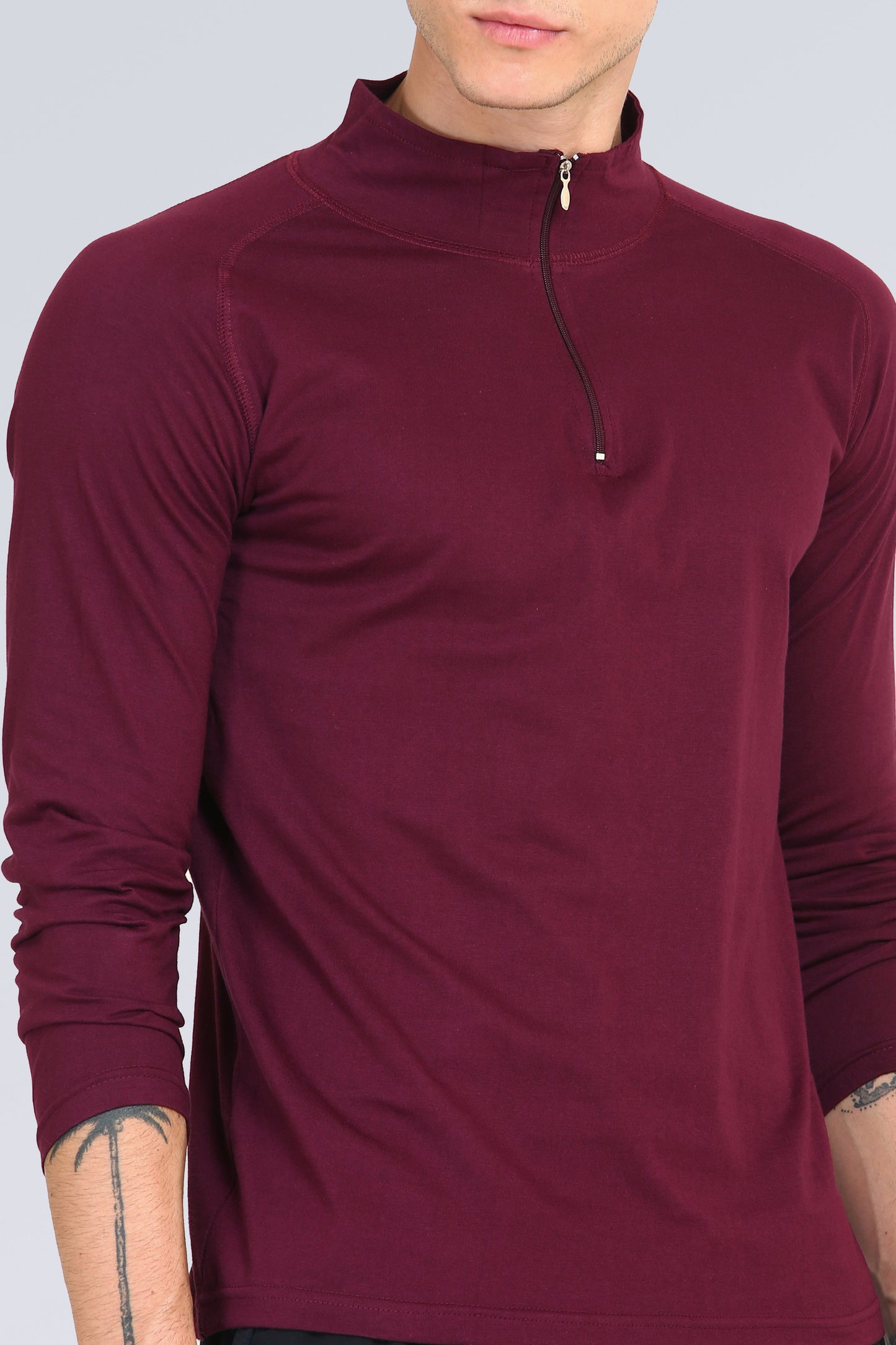 Ap'pulse Men's 1/4 Hineck Zipper Raglan Tshirt