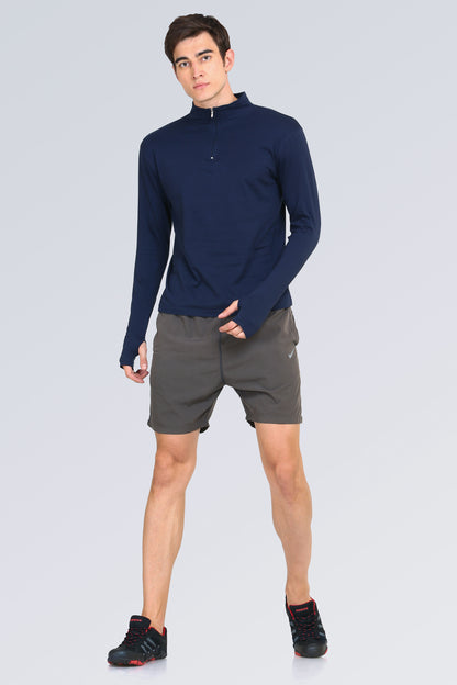 Appulse Men's 1/4 High Neck Zipper Thumb Hole T-Shirt | Men | Premium Cotton | Activewear | Athleisure