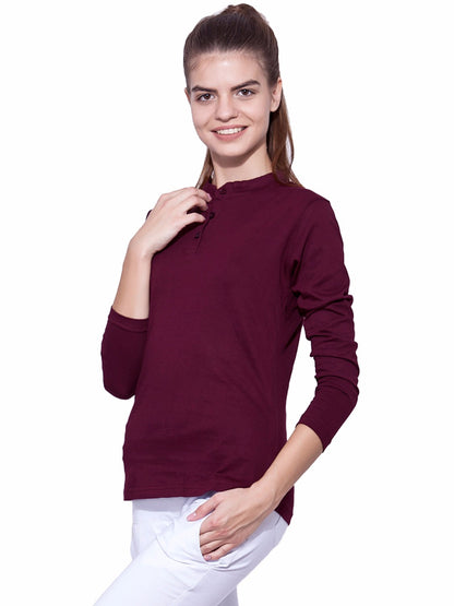 Appulse Women's Long Sleeve Mandarin Polo T-Shirt | Women | Premium Cotton | Activewear | Athleisure