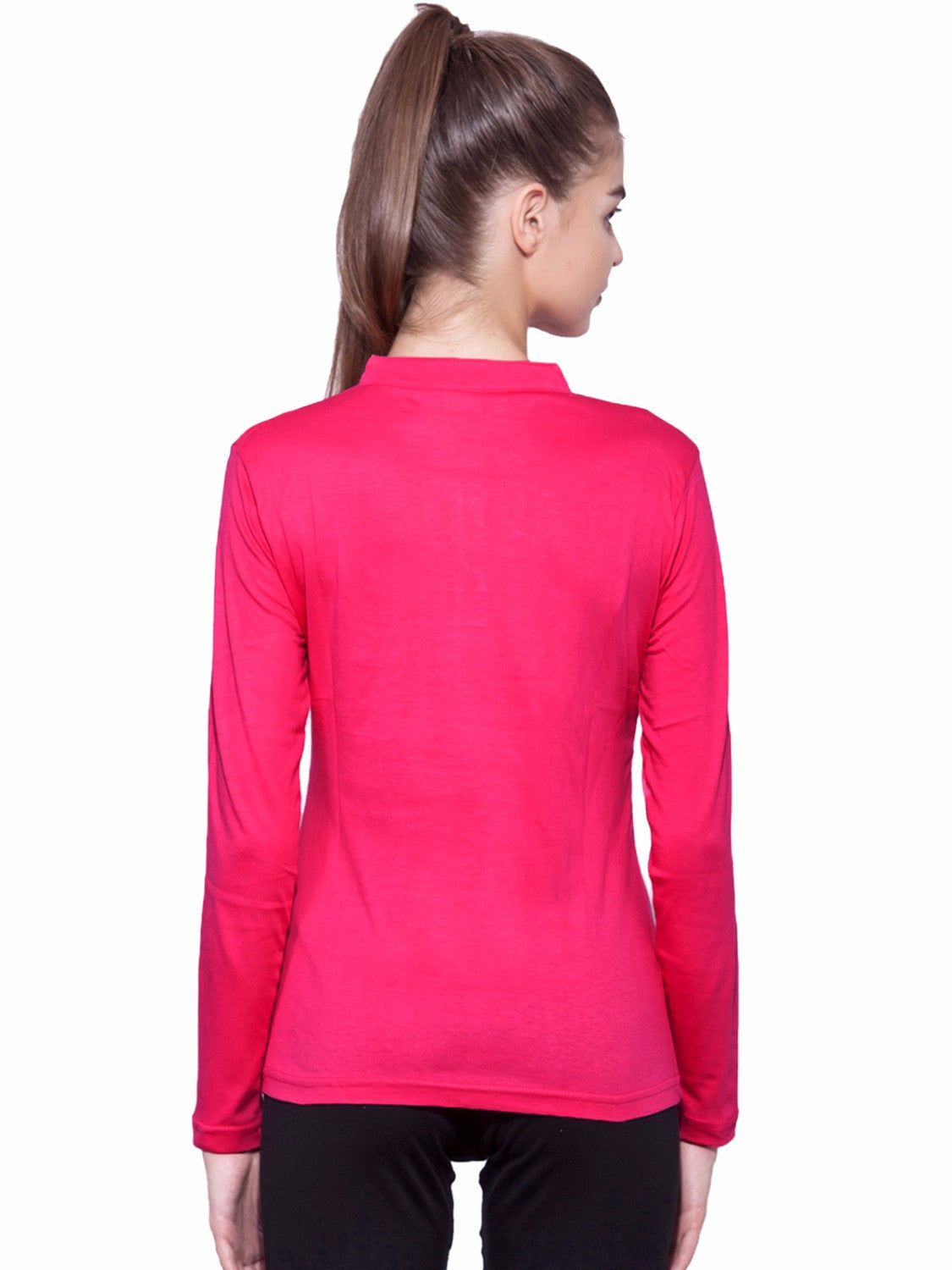 Ap'pulse Women's Long Sleeve Mandarin Polo Tshirt