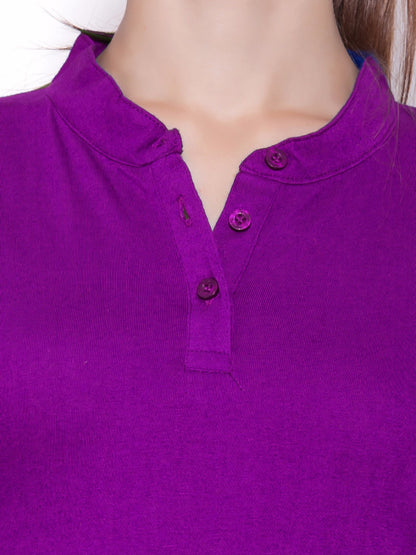 Appulse Women's Long Sleeve Mandarin Polo T-Shirt | Women | Premium Cotton | Activewear | Athleisure