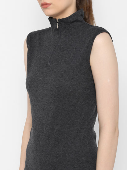 Appulse Women's Sleeveless 1/4 Zip Hi Neck T-Shirt | Women | Premium Cotton | Activewear | Athleisure
