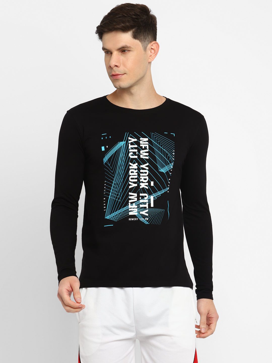 Ap'pulse Men's Round Neck Long Sleeve Printed Tshirt