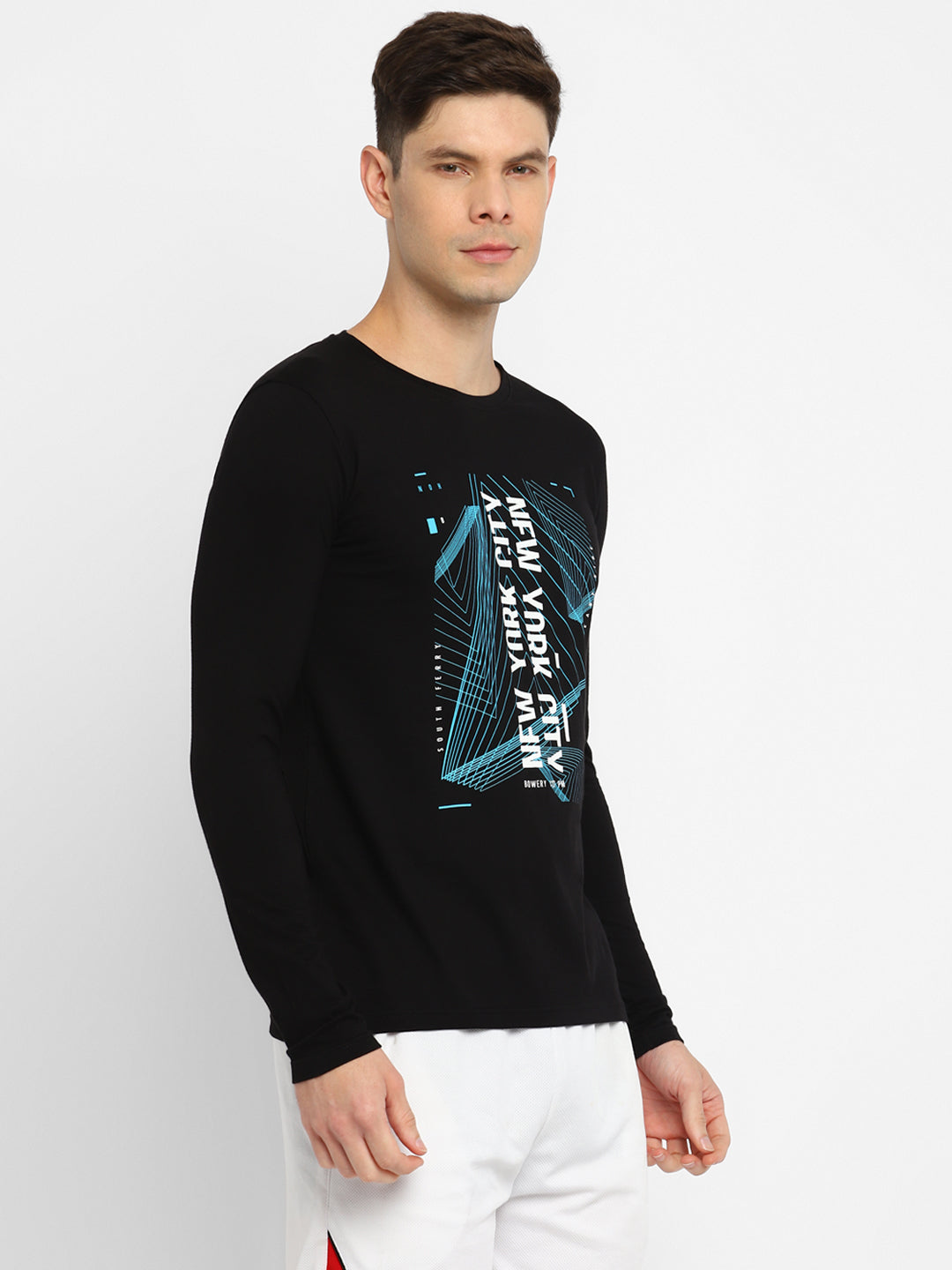 Ap'pulse Men's Round Neck Long Sleeve Printed Tshirt