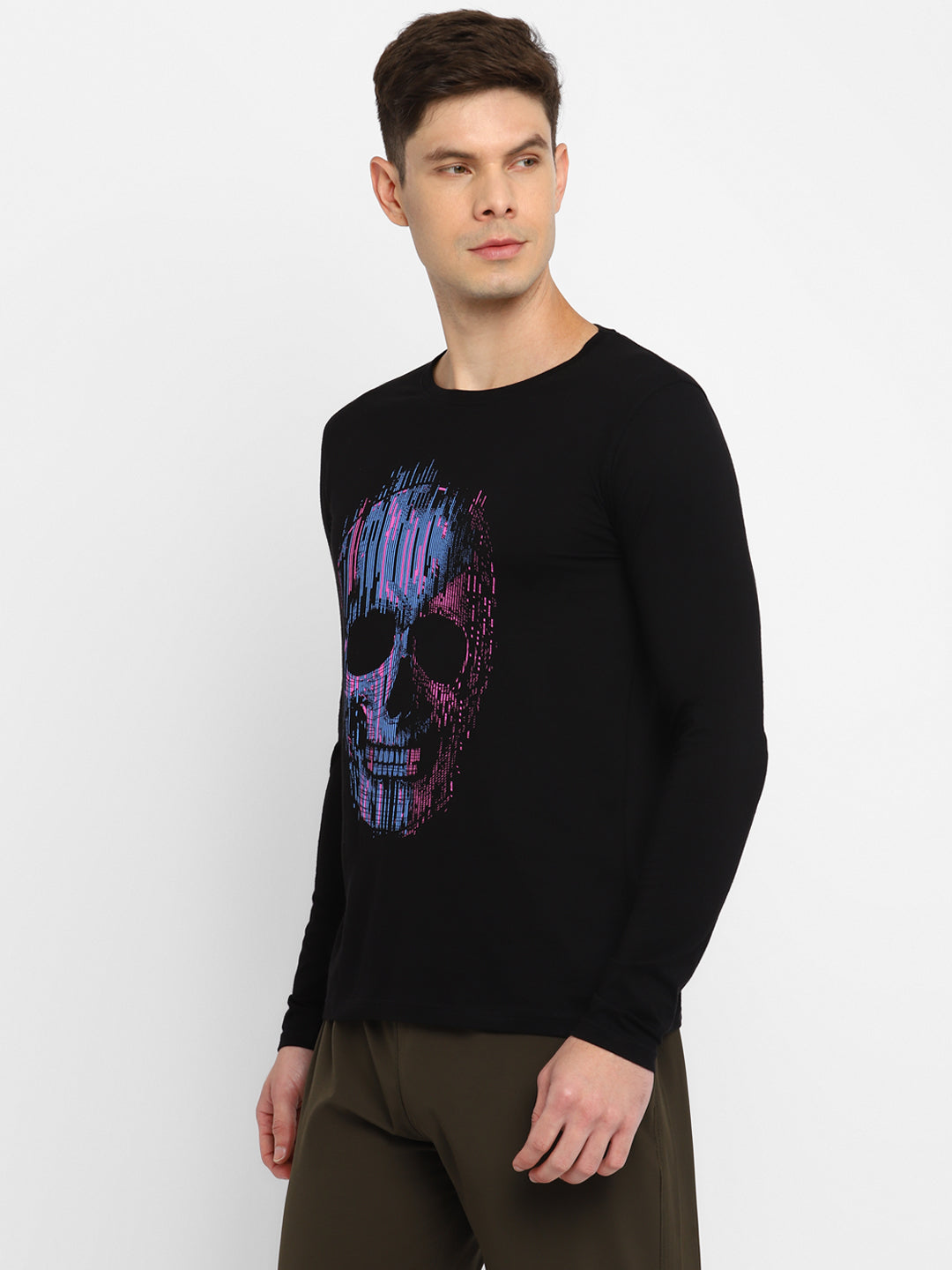 Ap'pulse Men's Round Neck Long Sleeve Printed Tshirt