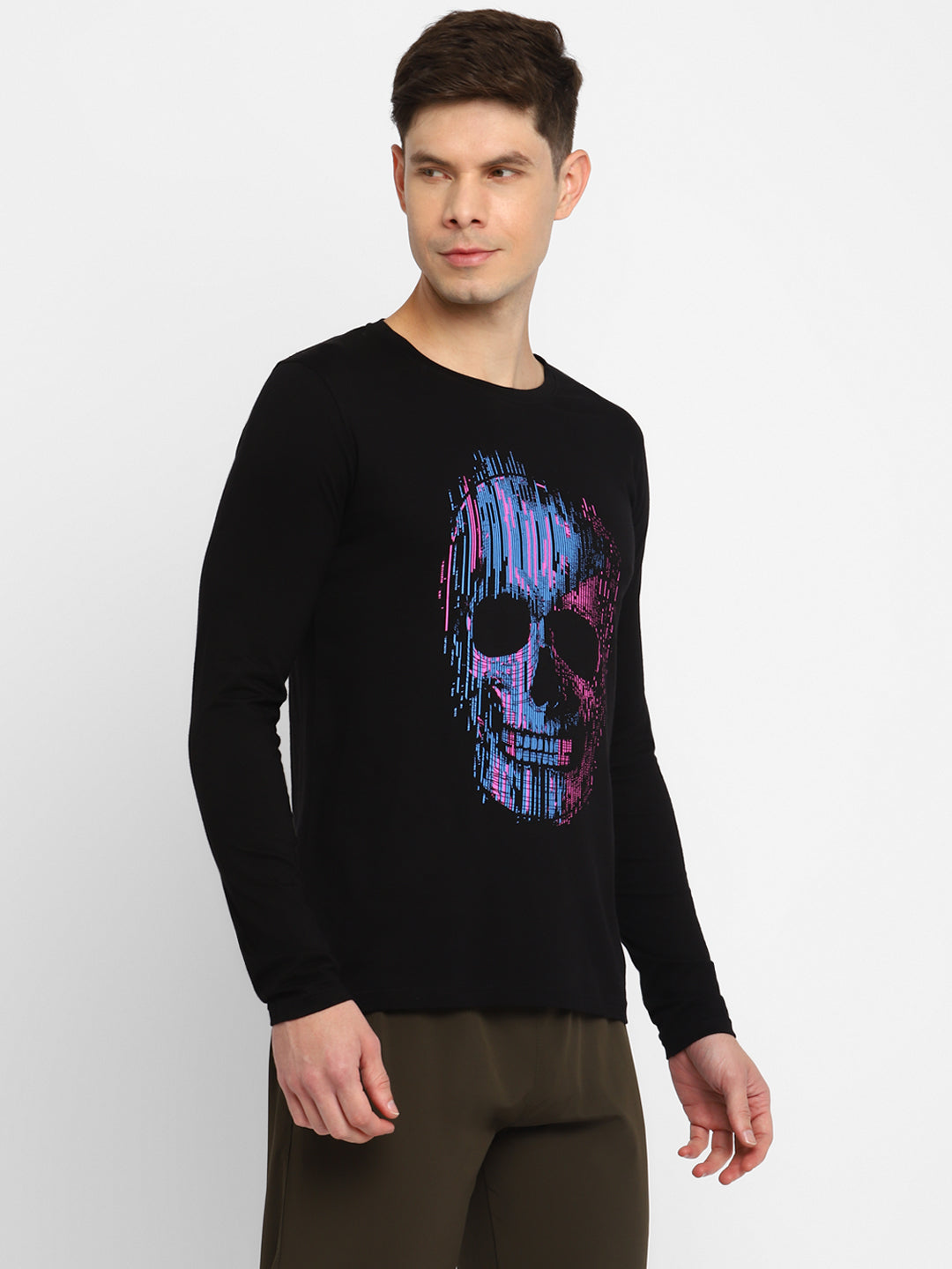 Ap'pulse Men's Round Neck Long Sleeve Printed Tshirt