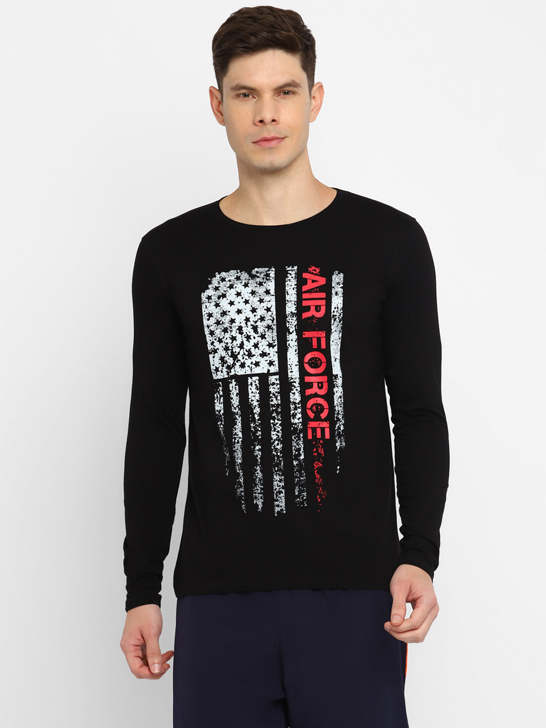 Ap'pulse Men's Round Neck Long Sleeve Printed Tshirt