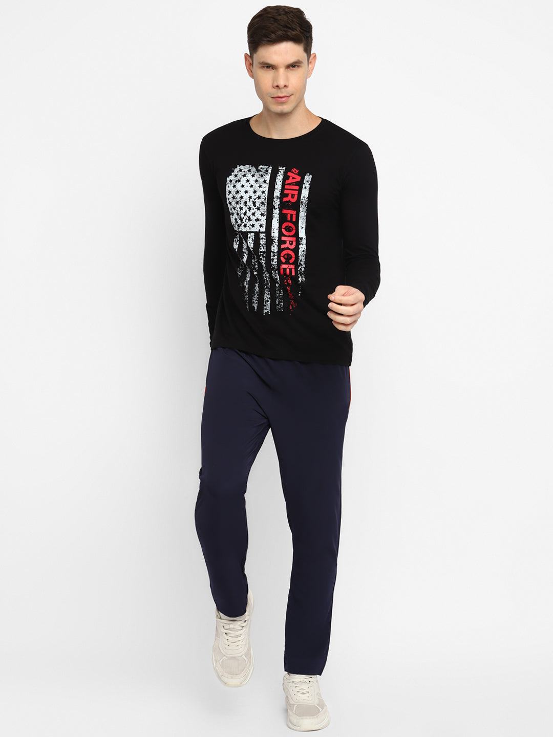 Ap'pulse Men's Round Neck Long Sleeve Printed Tshirt