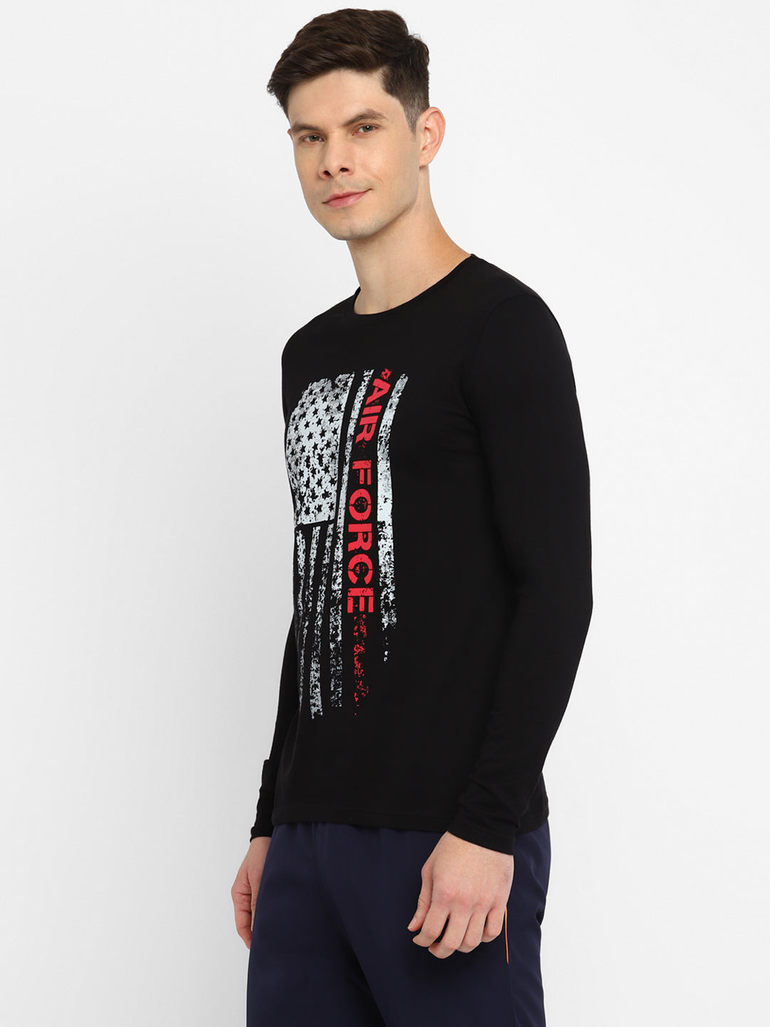 Ap'pulse Men's Round Neck Long Sleeve Printed Tshirt