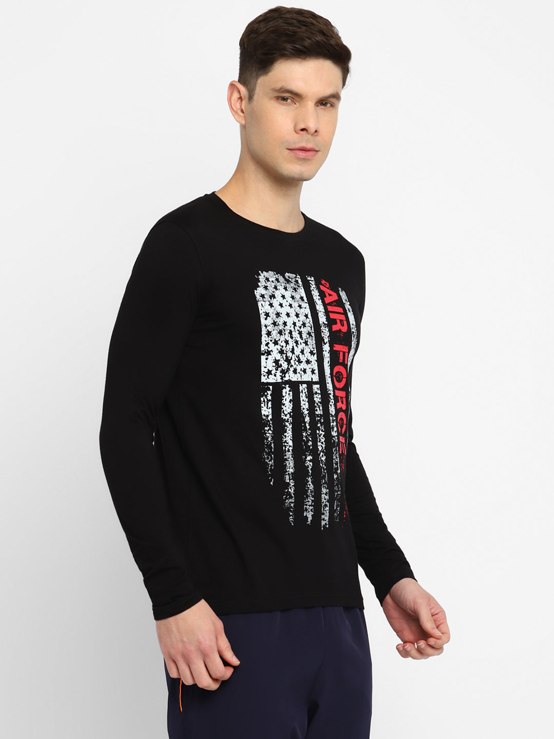 Ap'pulse Men's Round Neck Long Sleeve Printed Tshirt