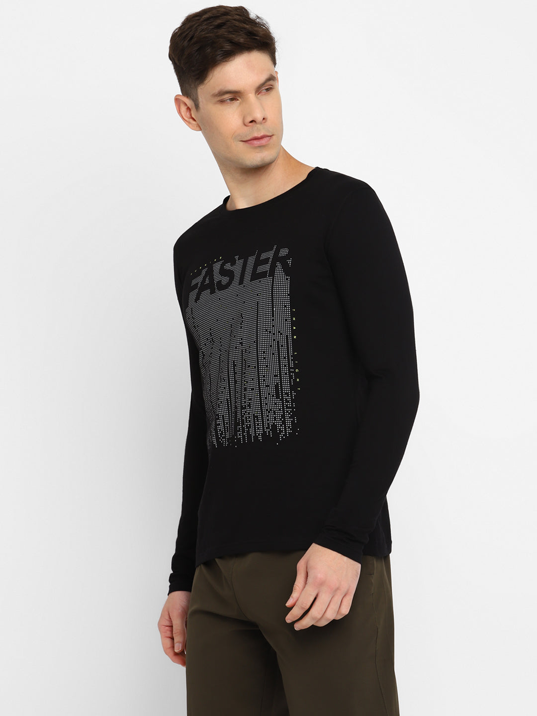 Ap'pulse Men's Round Neck Long Sleeve Printed Tshirt