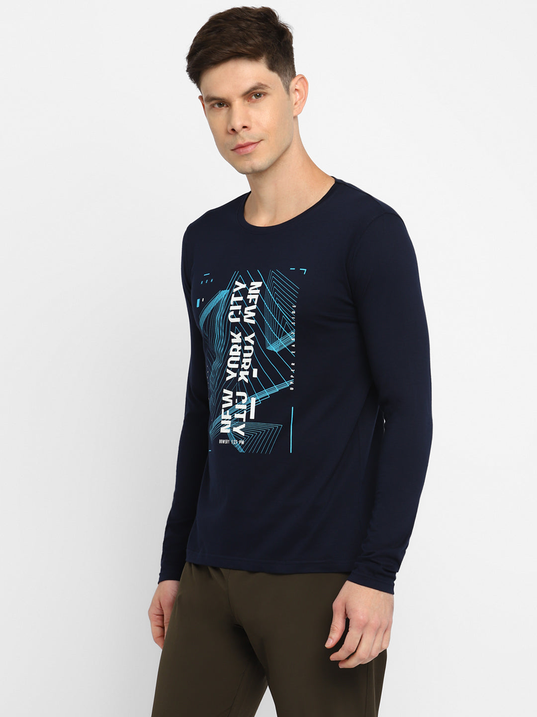 Ap'pulse Men's Round Neck Long Sleeve Printed Tshirt