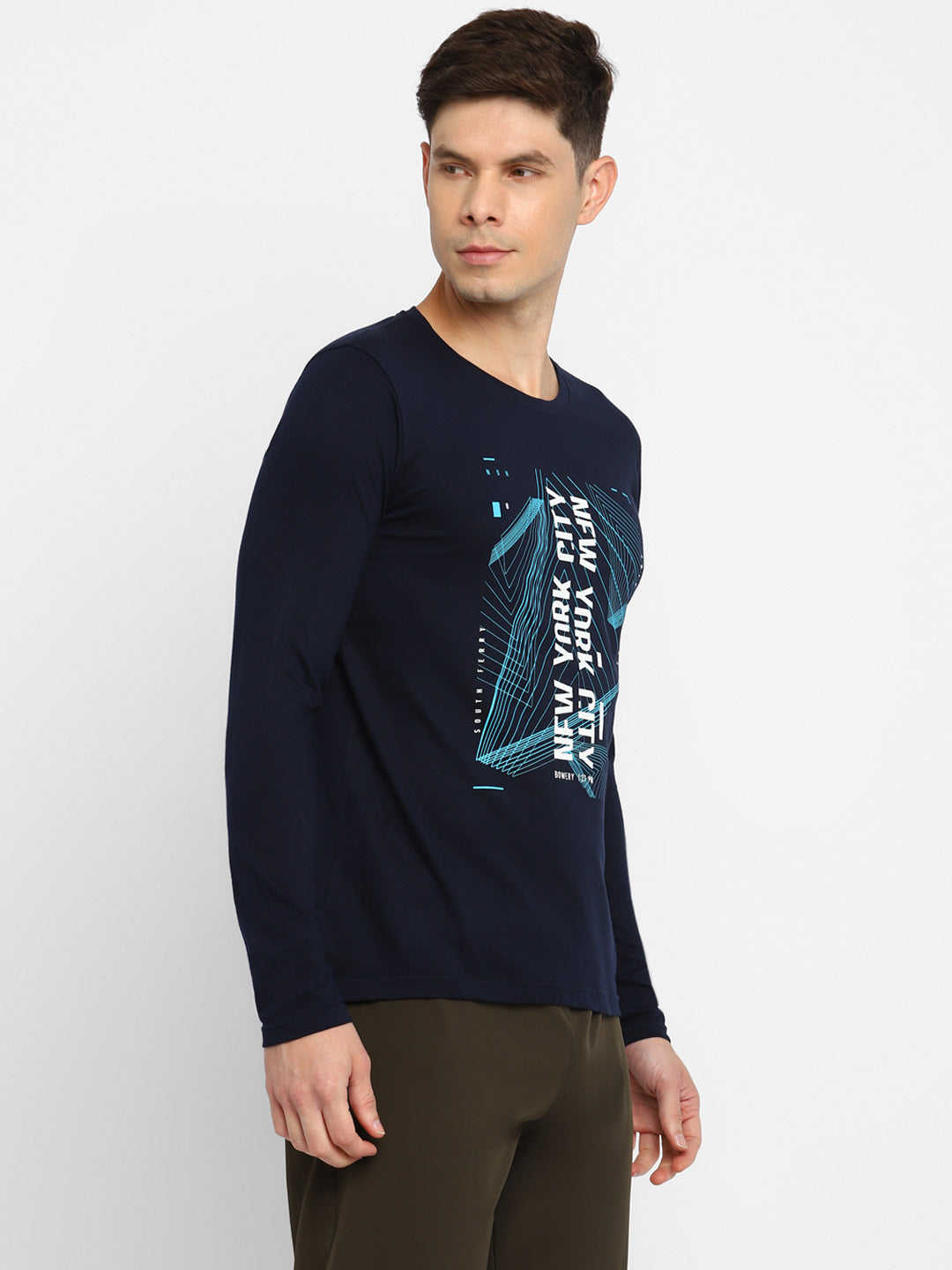 Ap'pulse Men's Round Neck Long Sleeve Printed Tshirt