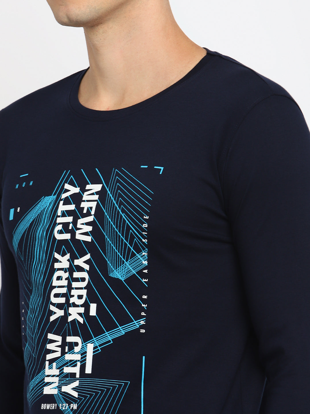 Ap'pulse Men's Round Neck Long Sleeve Printed Tshirt