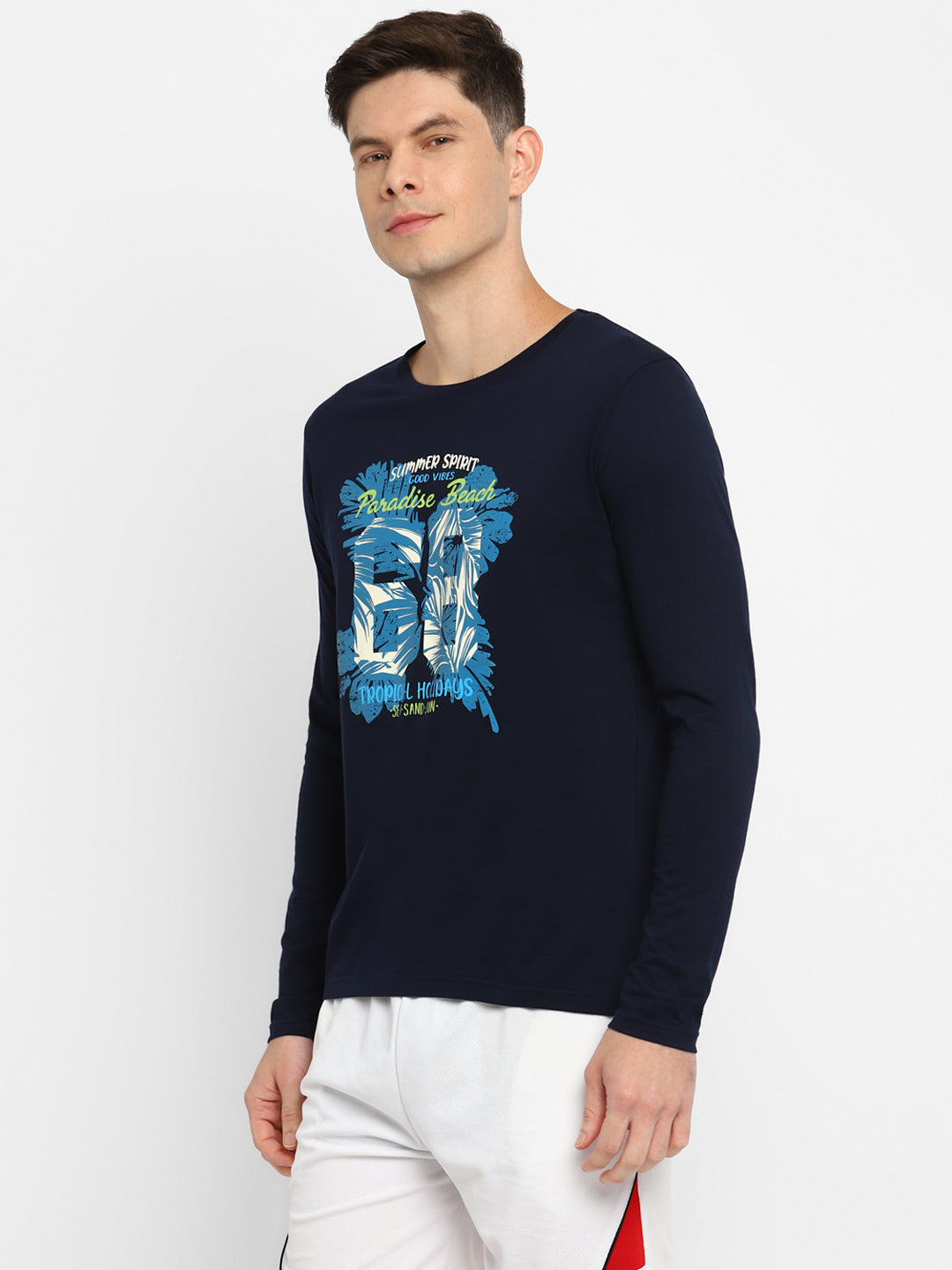 Ap'pulse Men's Round Neck Long Sleeve Printed Tshirt