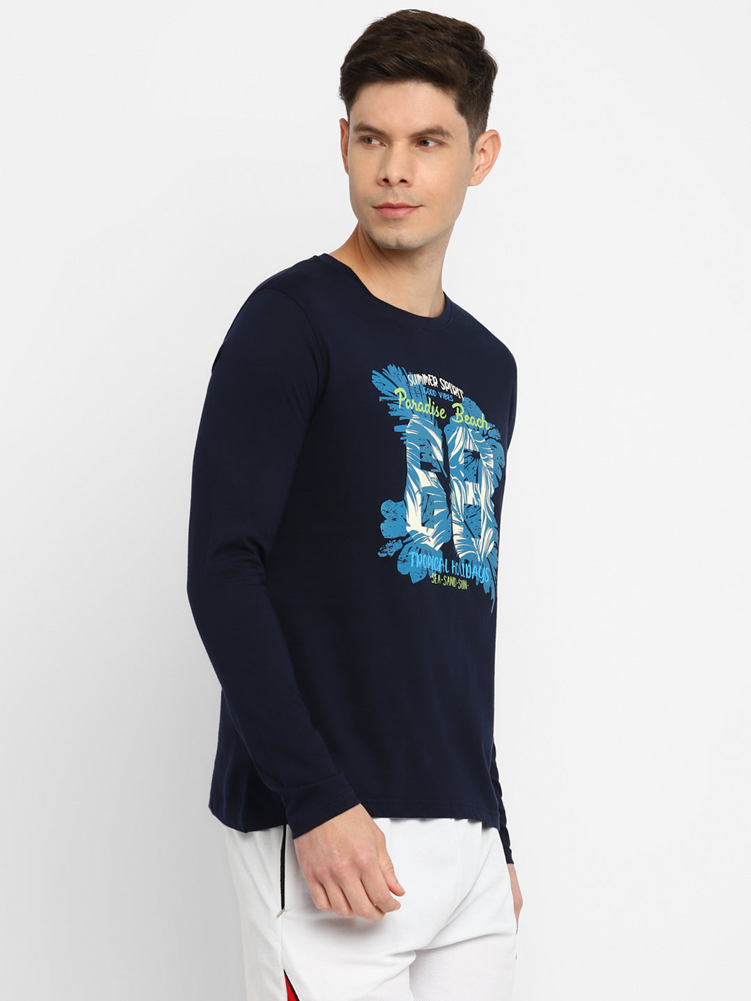 Ap'pulse Men's Round Neck Long Sleeve Printed Tshirt