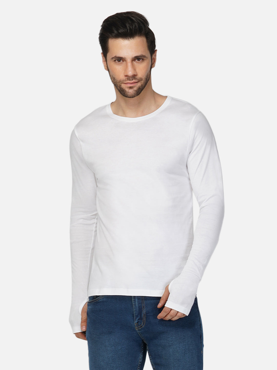 Ap'pulse Men's Round Neck Long Sleeve Thumbopen Tshirt