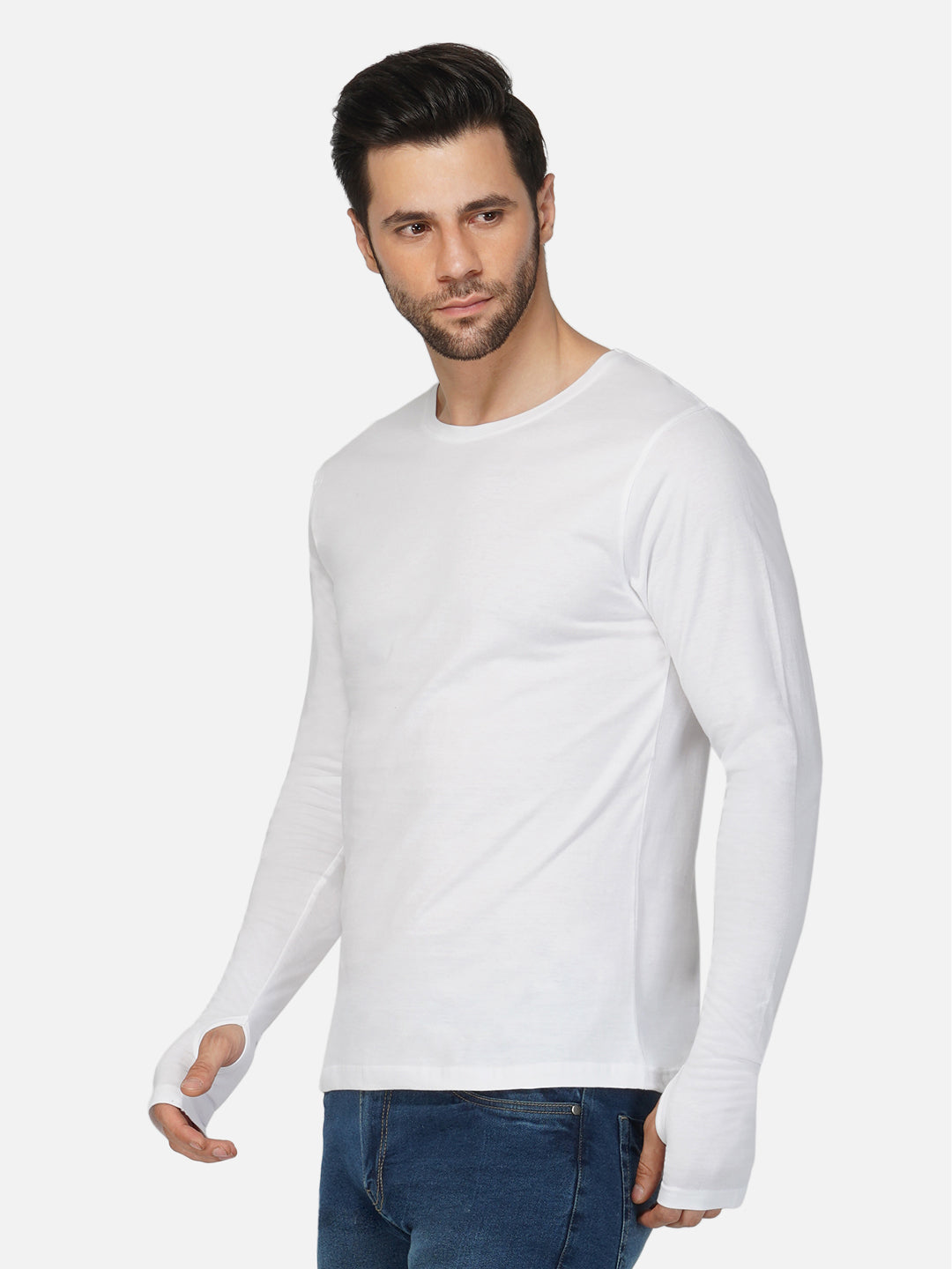 Ap'pulse Men's Round Neck Long Sleeve Thumbopen Tshirt