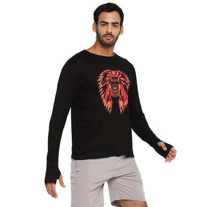 Appulse Men's Printed Long Sleeve Thumb Hole Round Neck T-Shirt | Men | Premium Cotton | Activewear | Athleisure