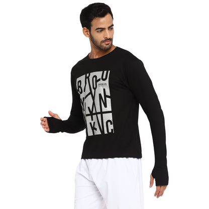Appulse Men's Printed Long Sleeve Thumb Hole Round Neck T-Shirt | Men | Premium Cotton | Activewear | Athleisure