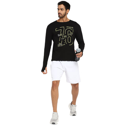 Appulse Men's Printed Long Sleeve Thumb Hole Round Neck T-Shirt | Men | Premium Cotton | Activewear | Athleisure
