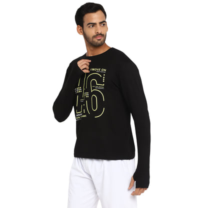 Appulse Men's Printed Long Sleeve Thumb Hole Round Neck T-Shirt | Men | Premium Cotton | Activewear | Athleisure
