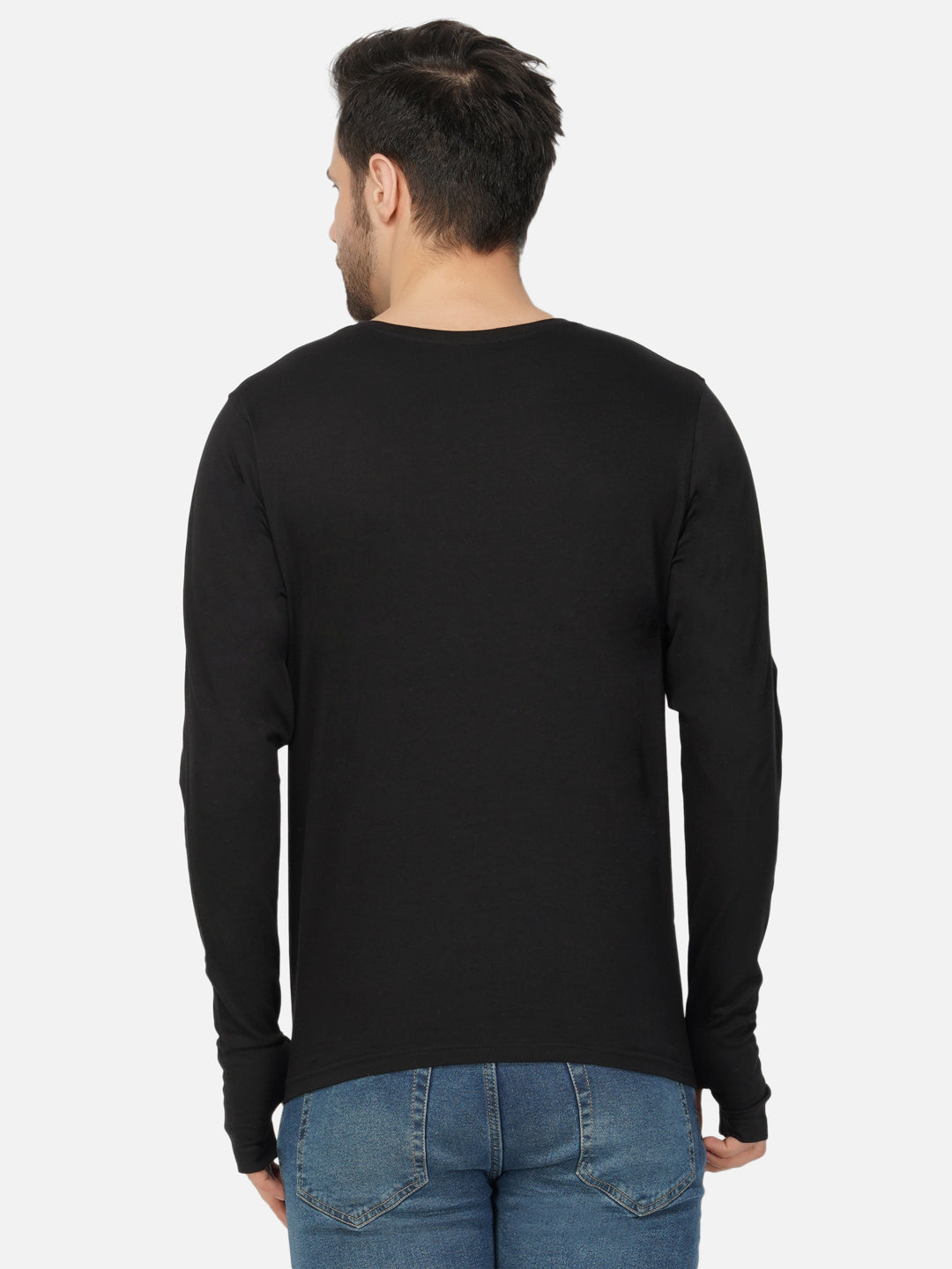 Ap'pulse Men's Round Neck Long Sleeve Thumbopen Tshirt