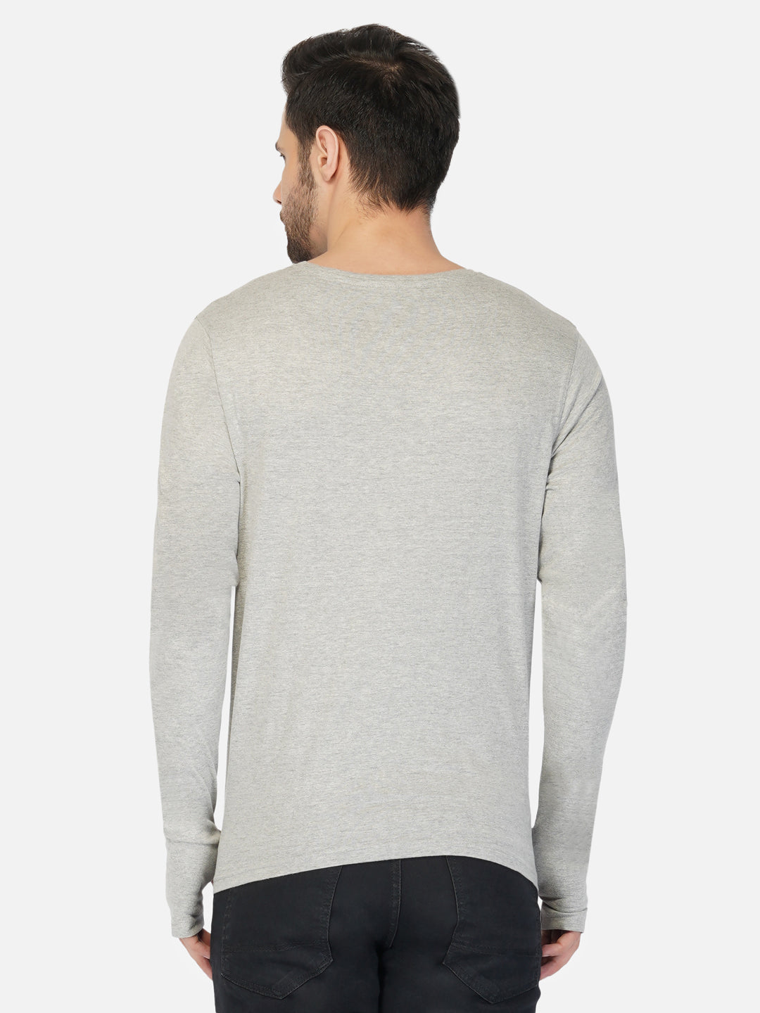 Ap'pulse Men's Round Neck Long Sleeve Thumbopen Tshirt