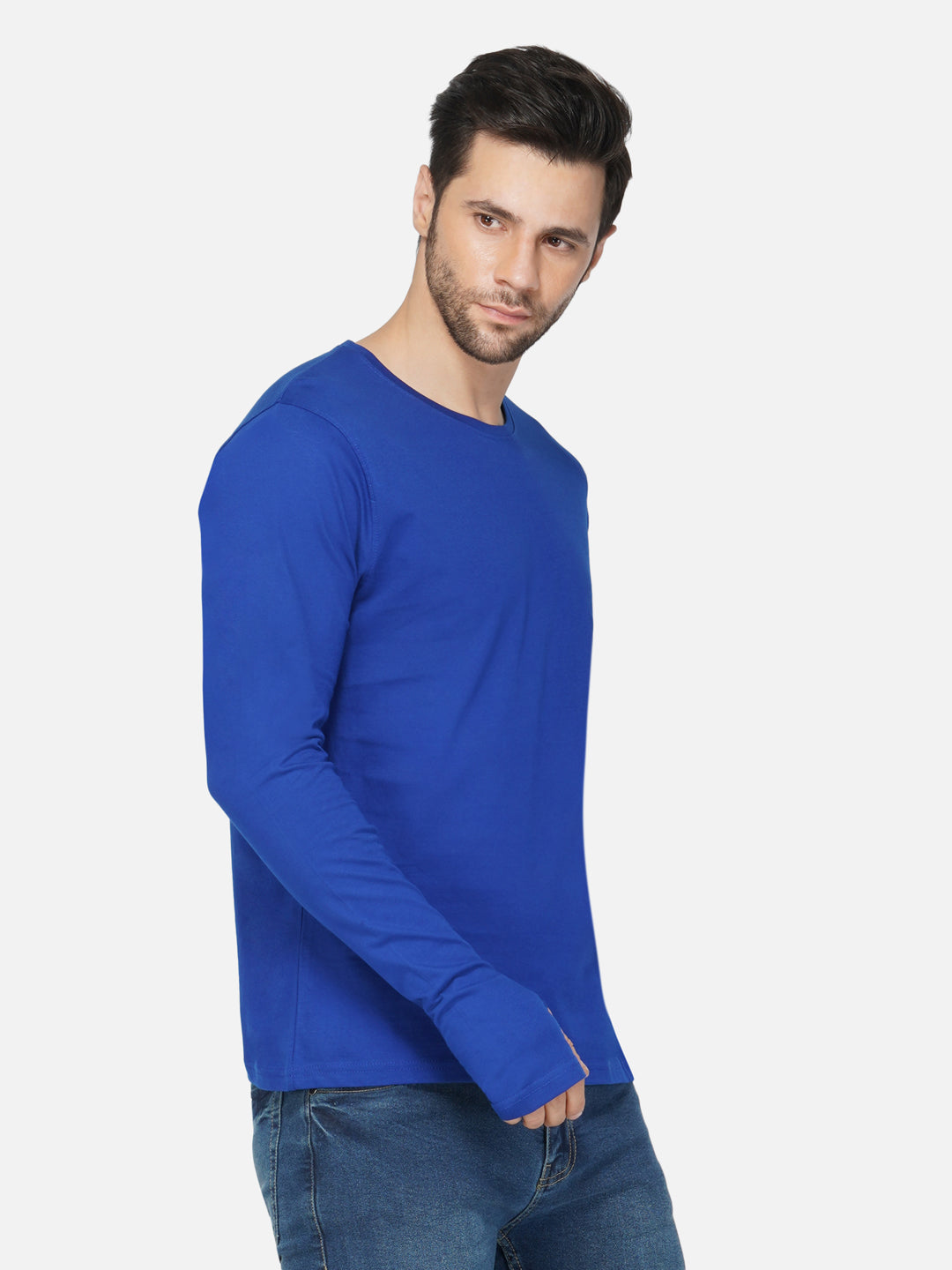 Ap'pulse Men's Round Neck Long Sleeve Thumbopen Tshirt