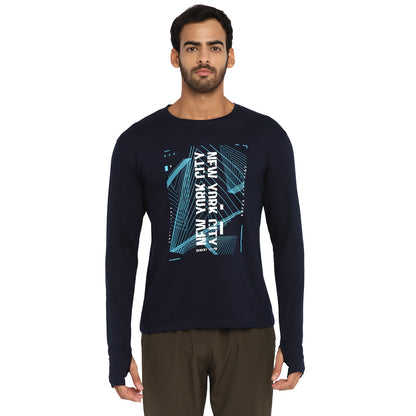 Appulse Men's Printed Long Sleeve Thumb Hole Round Neck T-Shirt | Men | Premium Cotton | Activewear | Athleisure