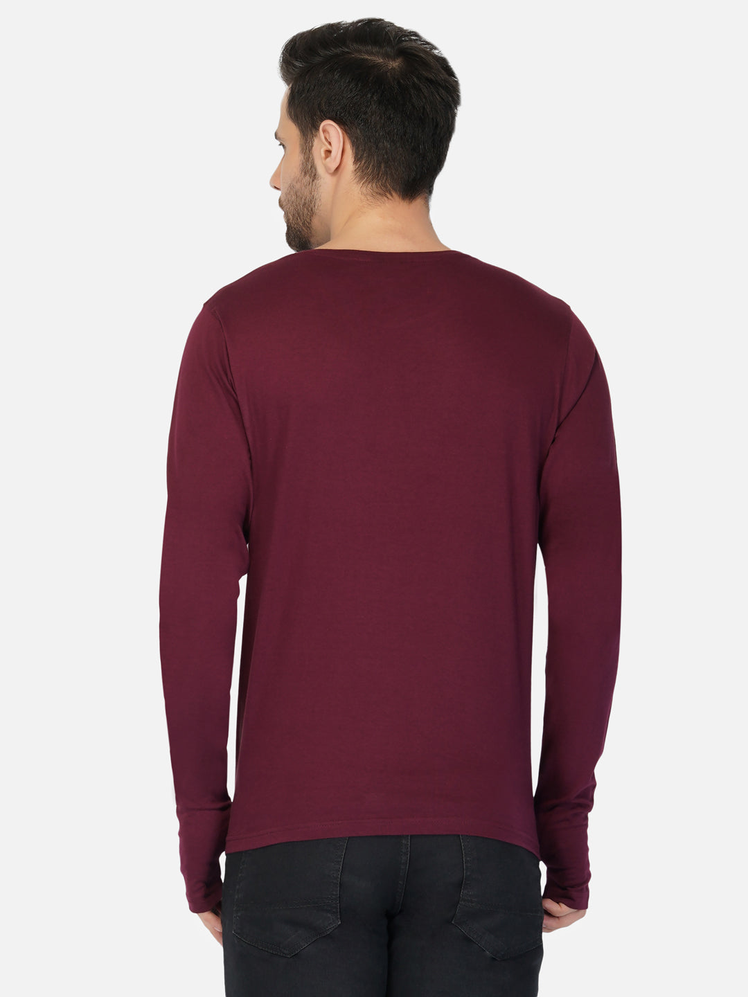 Ap'pulse Men's Round Neck Long Sleeve Thumbopen Tshirt