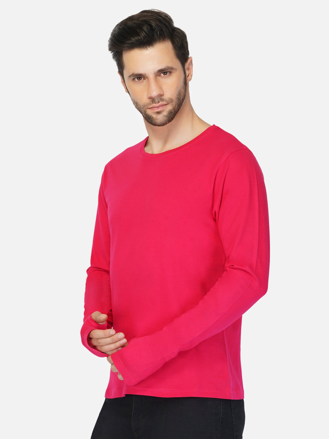 Ap'pulse Men's Round Neck Long Sleeve Thumbopen Tshirt