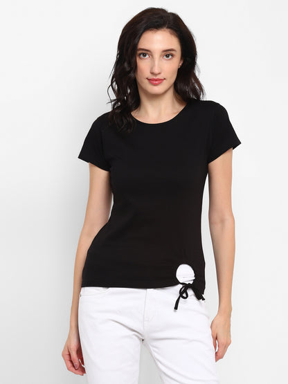 Appulse Women's Round Neck T-Shirt with Bottom Knot | Women | Premium Cotton | Activewear | Athleisure