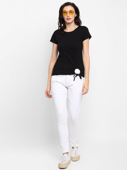Appulse Women's Round Neck T-Shirt with Bottom Knot | Women | Premium Cotton | Activewear | Athleisure