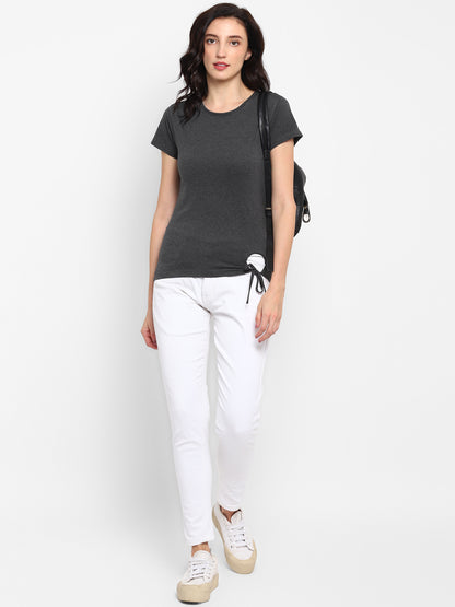 Appulse Women's Round Neck T-Shirt with Bottom Knot | Women | Premium Cotton | Activewear | Athleisure