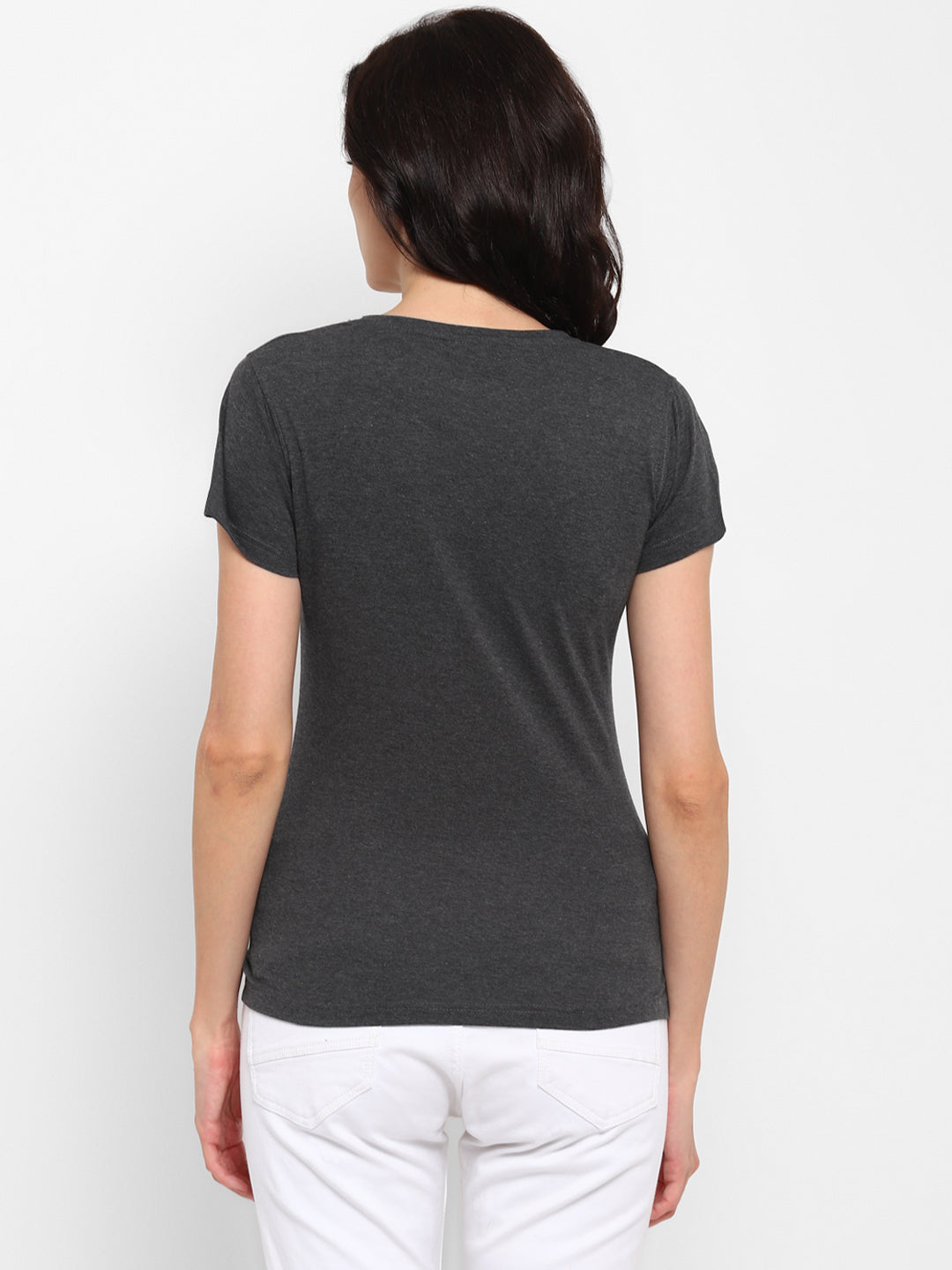 Ap'pulse Women's Round Neck Tshirt with Bottom Knot