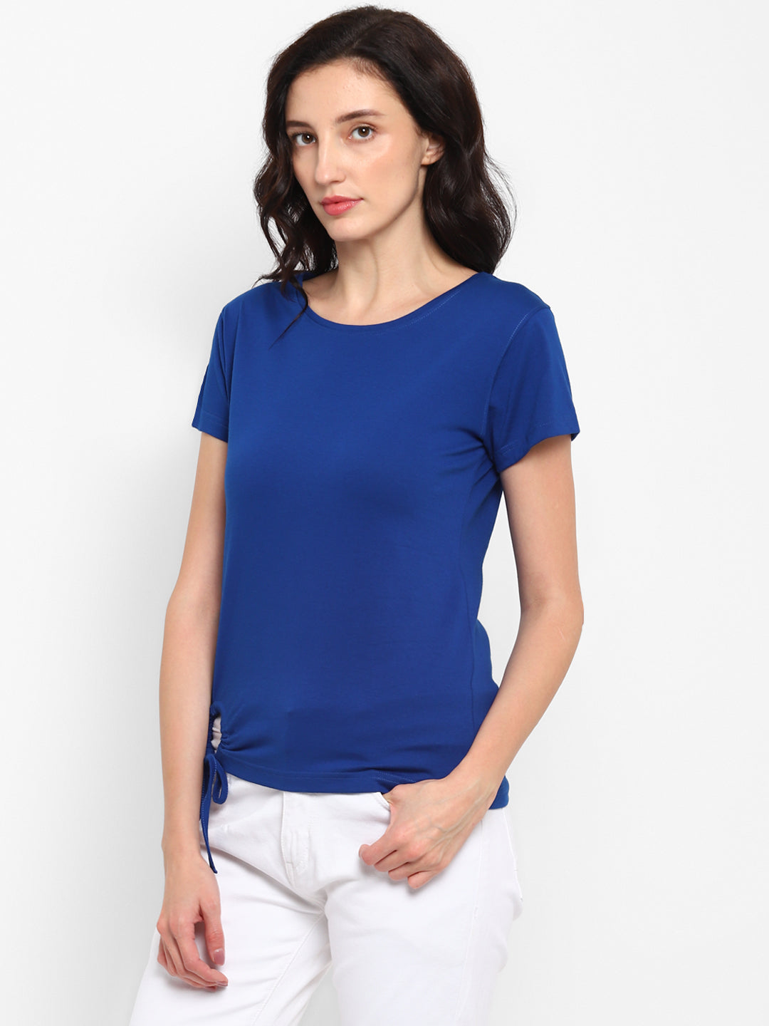 Ap'pulse Women's Round Neck Tshirt with Bottom Knot