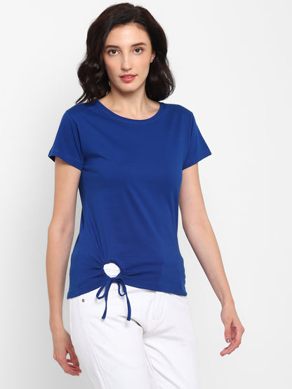 Appulse Women's Round Neck T-Shirt with Bottom Knot | Women | Premium Cotton | Activewear | Athleisure