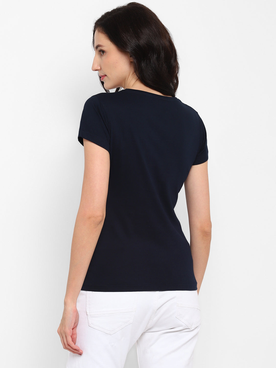 Ap'pulse Women's Round Neck Tshirt with Bottom Knot