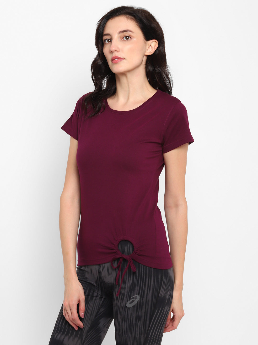 Ap'pulse Women's Round Neck Tshirt with Bottom Knot