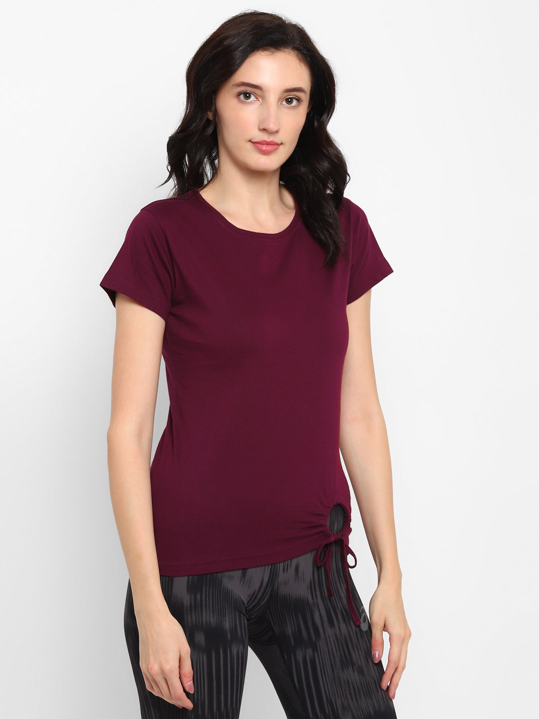 Ap'pulse Women's Round Neck Tshirt with Bottom Knot