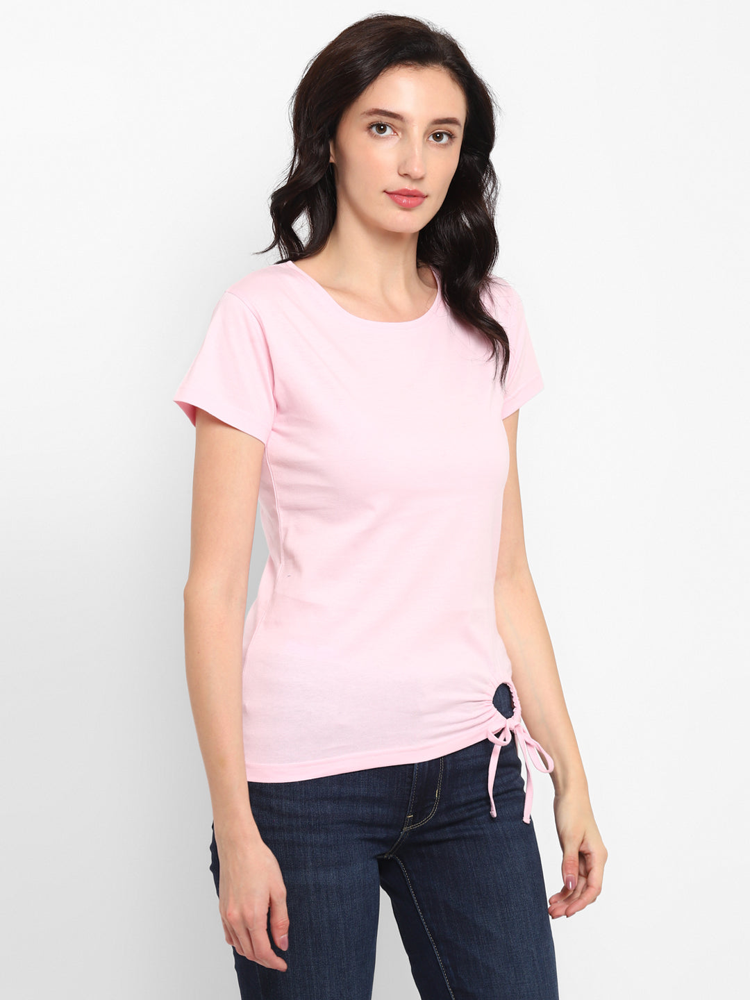 Ap'pulse Women's Round Neck Tshirt with Bottom Knot