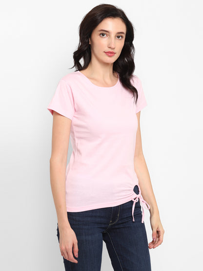 Appulse Women's Round Neck T-Shirt with Bottom Knot | Women | Premium Cotton | Activewear | Athleisure