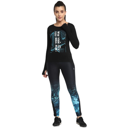 Appulse Women's Printed Long Sleeve Thumb Hole Round Neck T-Shirt | Women | Premium Cotton | Activewear | Athleisure