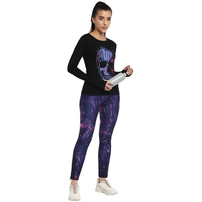Appulse Women's Printed Long Sleeve Thumb Hole Round Neck T-Shirt | Women | Premium Cotton | Activewear | Athleisure