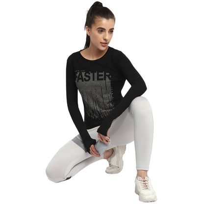 Appulse Women's Printed Long Sleeve Thumb Hole Round Neck T-Shirt | Women | Premium Cotton | Activewear | Athleisure