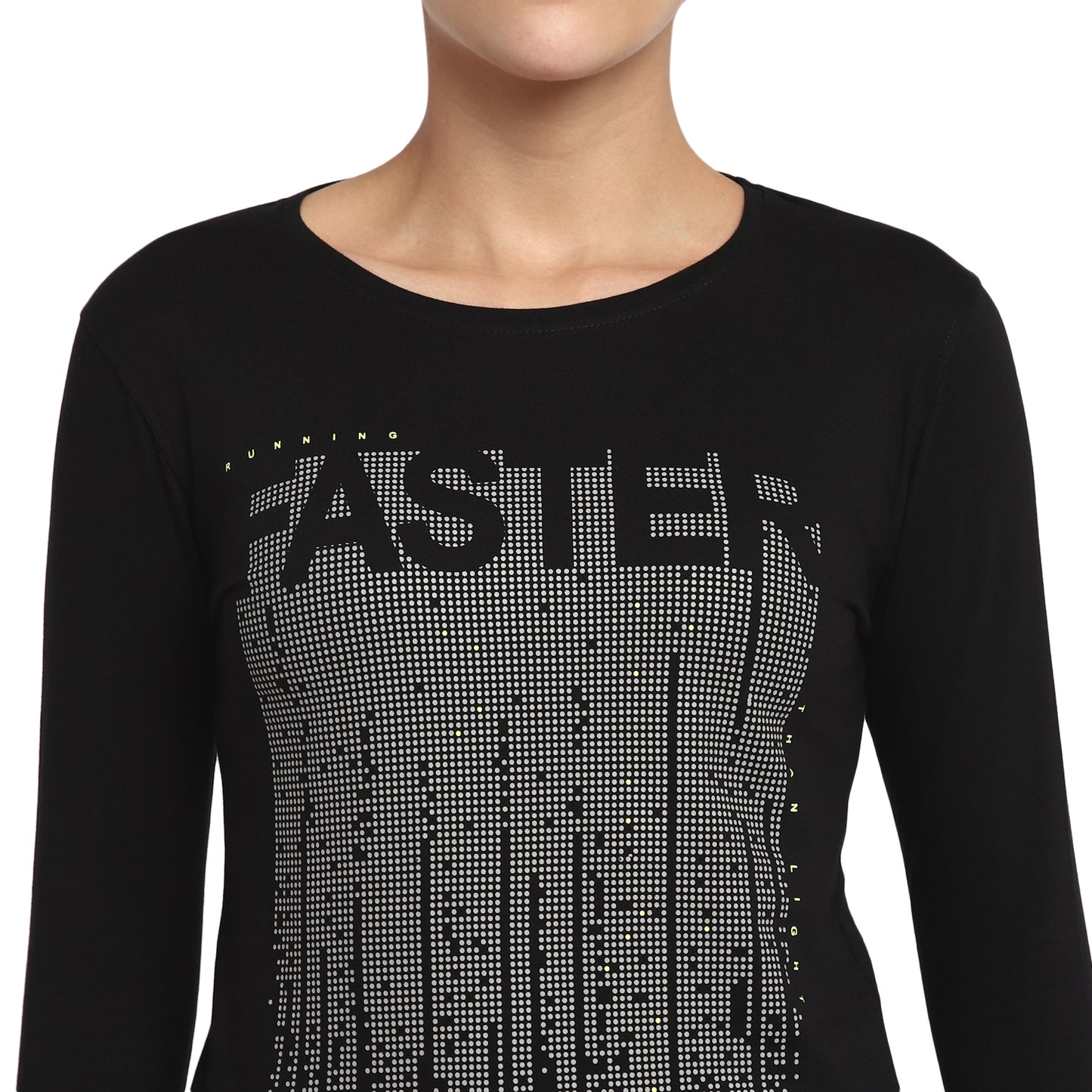 Ap'pulse Women's Printed Long Sleeve Thumbopen Round Neck Tshirt