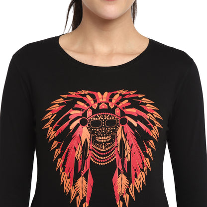 Appulse Women's Printed Long Sleeve Thumb Hole Round Neck T-Shirt | Women | Premium Cotton | Activewear | Athleisure