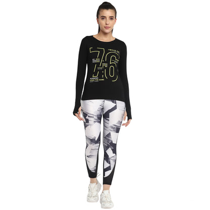 Appulse Women's Printed Long Sleeve Thumb Hole Round Neck T-Shirt | Women | Premium Cotton | Activewear | Athleisure