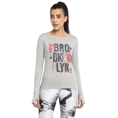 Appulse Women's Printed Long Sleeve Thumb Hole Round Neck T-Shirt | Women | Premium Cotton | Activewear | Athleisure